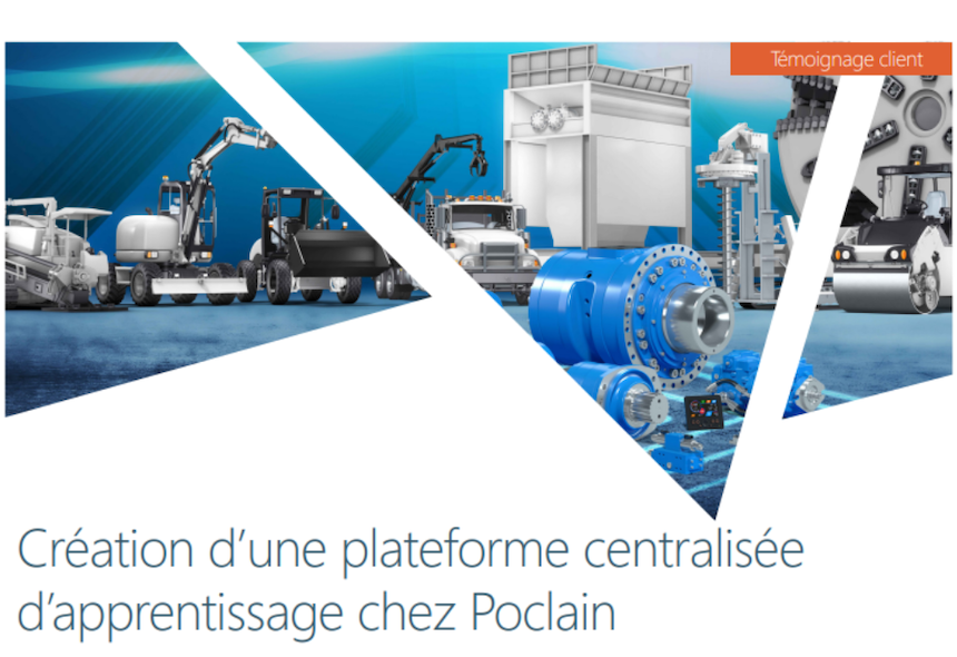 Visuel industriel présentant les équipements Poclain pour illustrer la création d’une plateforme centralisée d’apprentissage en entreprise.