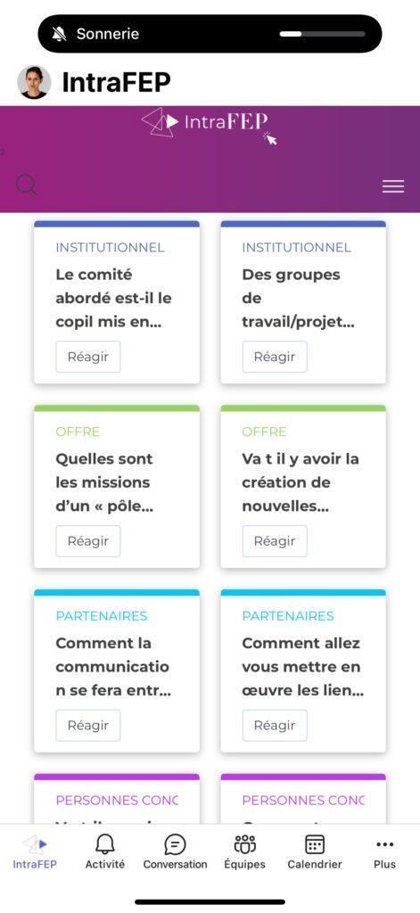 Intranet FEP sur mobile